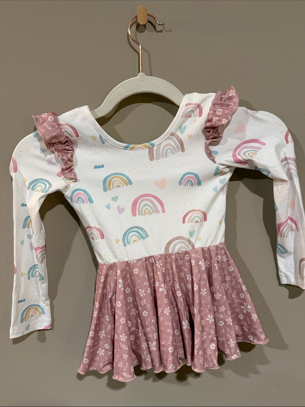 cheeky plum White Rainbow & Dusty Pink Peplum Dress